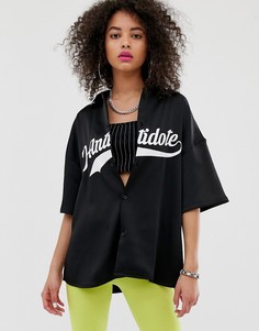 Oversize-рубашка с логотипом D-Antidote-Черный