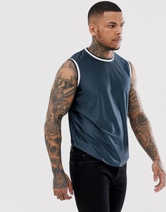 Короткая майка с контрастной отделкой ASOS DESIGN-Черный