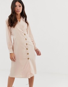 Бежевое платье-рубашка миди Missguided-Бежевый
