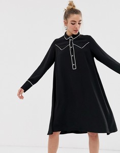 Платье-рубашка в стиле вестерн Monki-Черный