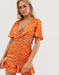 Ромпер в горошек с вырезами Glamorous-Красный