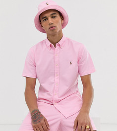 Розовая оксфордская приталенная рубашка с короткими рукавами и логотипом Polo Ralph Lauren эксклюзивно для Asos-Розовый