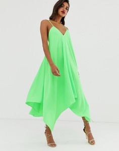 Атласное платье-трапеция миди ASOS EDITION-Зеленый