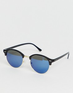 Круглые черные солнцезащитные очки с синими стеклами SVNX-Черный 7X