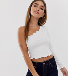 Белый короткий лонгслив на одно плечо ASOS DESIGN Petite-Черный