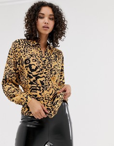 Рубашка с абстрактным леопардовым принтом River Island-Мульти