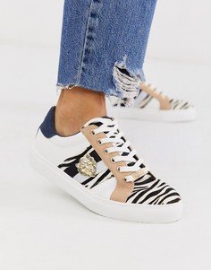 Кроссовки на шнуровке со змеиным принтом River Island-Мульти