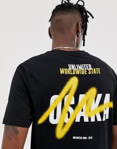 Футболка свободного кроя из органического хлопка с принтом ASOS DESIGN-Черный