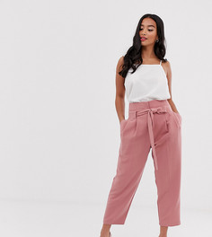 Суженные книзу укороченные брюки с завязкой на талии ASOS DESIGN Petite-Розовый