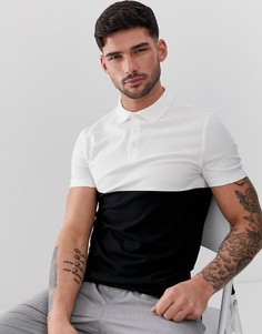 Черная футболка-поло из органического хлопка с контрастной вставкой ASOS DESIGN-Черный