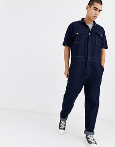 Джинсовый комбинезон цвета индиго ASOS DESIGN-Синий
