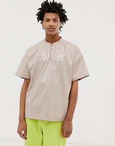 Oversize-футболка с молнией ASOS DESIGN-Бежевый