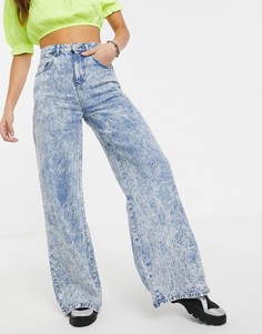 Легкие широкие джинсы с мраморным эффектом ASOS DESIGN-Синий