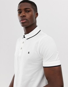 Белое облегающее поло из пике с логотипом Jack & Jones Essentials-Белый