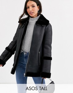Черная куртка-авиатор ASOS DESIGN Tall-Черный