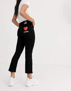 Укороченные джинсы с легким клешем и логотипом Love Moschino-Черный