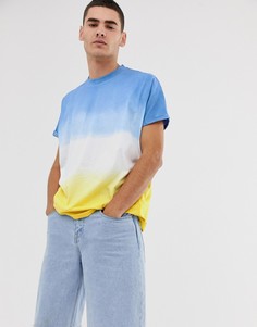 Oversize-футболка с отворотами на рукавах и эффектом деграде ASOS DESIGN-Мульти