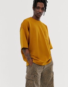 Светло-коричневая oversize-футболка с рукавами до локтя ASOS DESIGN-Коричневый