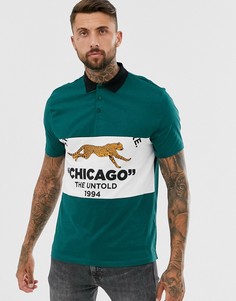 Свободное поло из органического хлопка со вставкой колор блок ASOS DESIGN-Зеленый