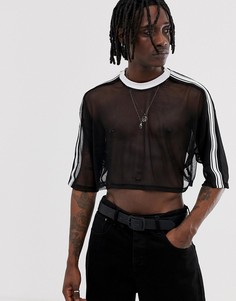 Сетчатая oversize-футболка с контрастной отделкой ASOS DESIGN-Черный