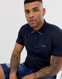 Темно-синее поло из пике с окантовкой HUGO Dyler-Темно-синий