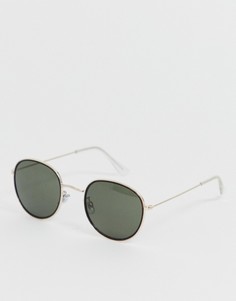Круглые солнцезащитные очки в золотистой оправе Burton Menswear-Золотой