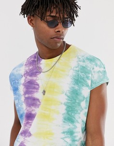 Oversize-футболка с разноцветным вертикальным принтом тай-дай ASOS DESIGN-Мульти