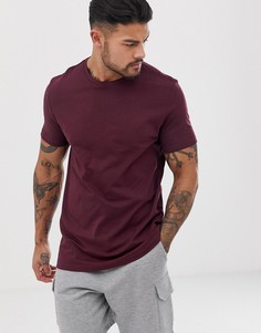 Бордовая футболка из органического хлопка с круглым вырезом ASOS DESIGN-Красный
