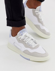 Белые кроссовки с синей вставкой на заднике adidas Originals - SC Premier-Белый