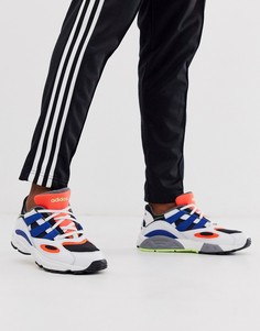 Белые кроссовки с синими полосками adidas Originals LXCON 94-Белый