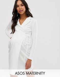 Платье мини в стиле смокинга ASOS DESIGN Maternity-Черный