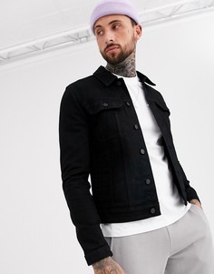 Черная приталенная джинсовая куртка в стиле вестерн ASOS DESIGN-Черный