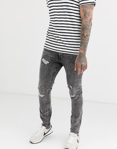 Светло-серые рваные джинсы скинни Burton Menswear-Серый