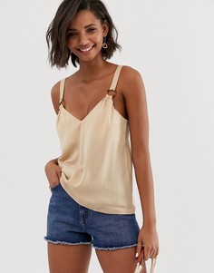 Топ на бретельках с кольцом ASOS DESIGN-Розовый