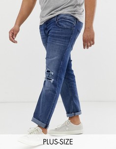 Синие джинсы прямого кроя с рваной отделкой на коленях Jack & Jones Intelligence-Синий