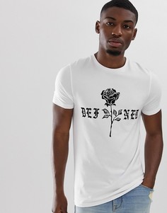 Облегающая футболка с принтом розы ASOS DESIGN-Белый
