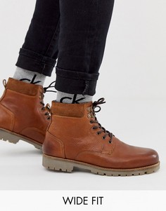 Светло-коричневые кожаные ботинки на шнуровке для широкой стопы ASOS DESIGN-Светло-коричневый
