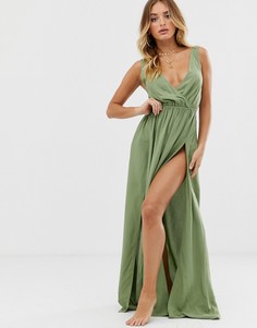 Пляжное платье макси цвета хаки с завязкой сзади ASOS DESIGN-Зеленый