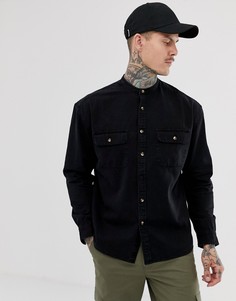 Черная джинсовая oversize-рубашка с роговыми пуговицами ASOS DESIGN-Черный
