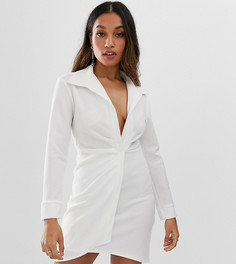 Облегающее платье-рубашка ASOS DESIGN petite-Белый