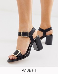 Черные босоножки на блочном каблуке для широкой стопы River Island-Черный