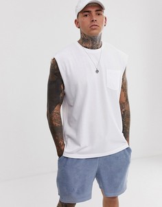 Белая длинная oversize-майка из пике ASOS DESIGN-Белый