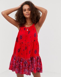 Свободное платье с цветочным принтом Free People Talk To Me-Красный
