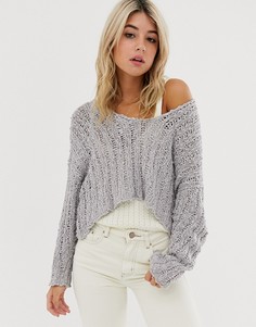 Пушистый вязаный джемпер Free People-Серый