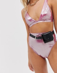 Розовые плавки-бикини с завышенной талией ASOS DESIGN-Розовый