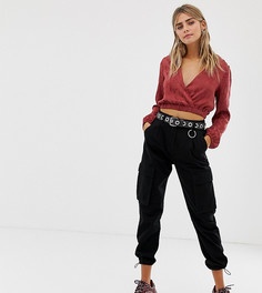 Черные брюки с затягивающимися краями Bershka-Черный