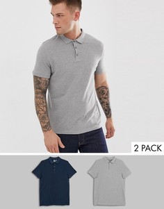 Набор из 2 поло из пике ASOS DESIGN - Скидка-Мульти