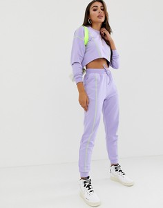 Спортивный костюм укороченного кроя с контрастными строчками ASOS DESIGN-Фиолетовый