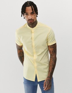 Желтая приталенная рубашка с воротником на пуговицах ASOS DESIGN-Желтый