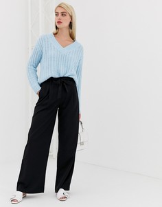 Брюки с завышенной талией и поясом Vero Moda-Черный